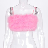 Fur strap wrapped chest strap vest