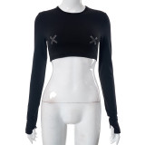 Hot Diamond Long Sleeve Short Spicy Girl Versatile Top