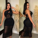 Women's Sexy Mesh Perspective Single Piece Two Piece Skirt