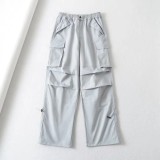 Relaxed wide leg pants with vintage drawstring pleated casual pants