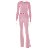 Sexy High Waist Long Sleeve Pants Two Piece Set