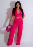 Zipper top drawstring loose pants set