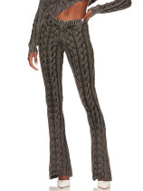 High waisted slim fitting slightly flared women's slimming sweater pants