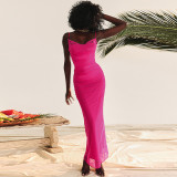 Split Long Dress Fashion Lace Mesh Strap Dress