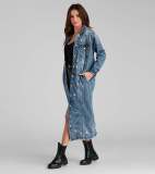 Women's tattered long sleeved denim trench coat cardigan denim cape