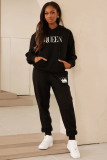 Letter printed plush sweater set