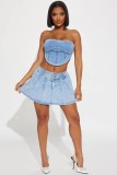 Slim fitting denim dress, buttocks wrapped skirt, nightclub skirt, half length skirt