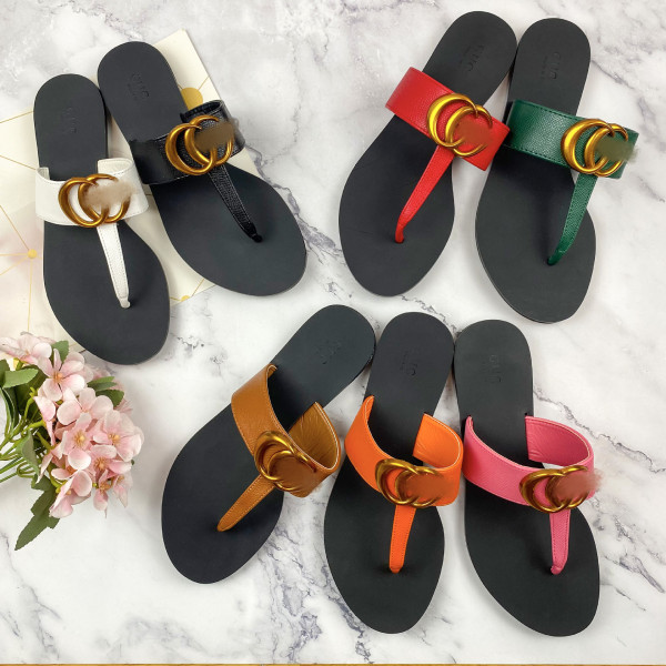 Women's thick heeled flat bottomed sandals and slippers