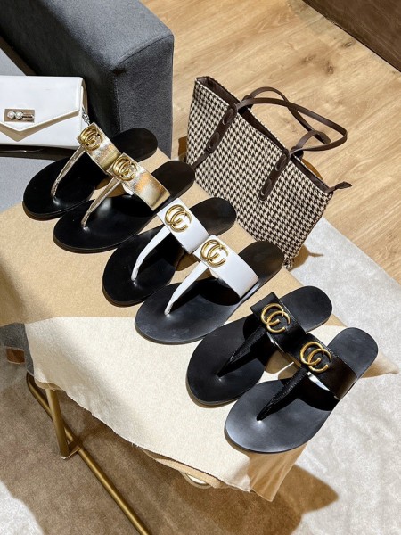 Genuine leather casual and fashionable flat bottomed clip toe women's slippers and sandals