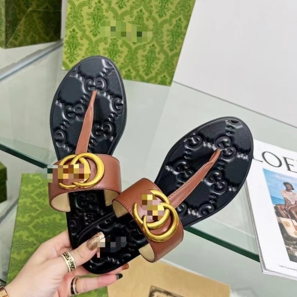 Genuine leather casual and fashionable flat bottomed clip toe women's slippers and sandals