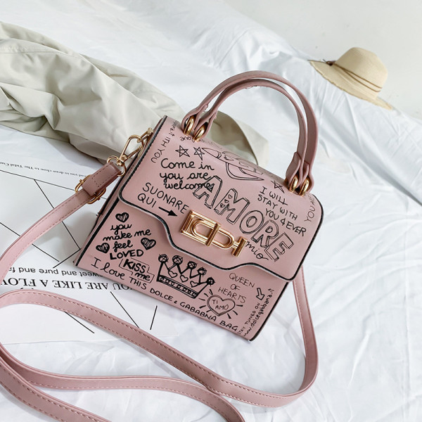 Shoulder bag letter lock buckle handbag