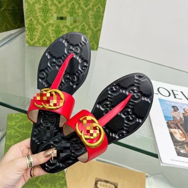 Genuine leather casual and fashionable flat bottomed clip toe women's slippers and sandals