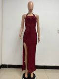Split neck dress