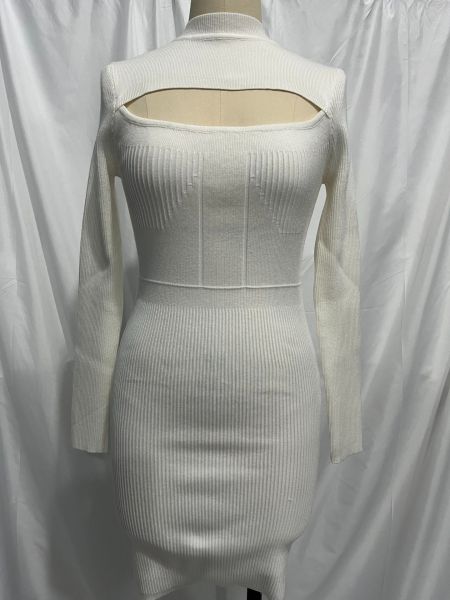 Hollow out sexy tight short woolen dress