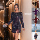 Sequin Multicolor Banquet Long Sleeve Women's Dress