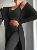 V-neck plush short vest and pants three piece set