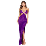 Split Strap Sequin Dress