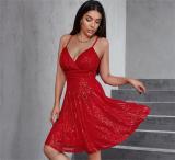 Sequin Dress Pleated Cross Strap Holiday Dress