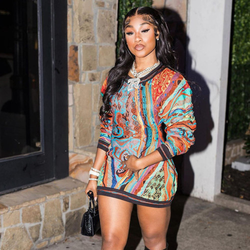 Sexy Long Sleeve Hollow High Waist Slim Fit Short Dress