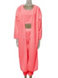V-neck plush short vest and pants three piece set