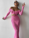 Women's long sleeved woolen dress two-piece set
