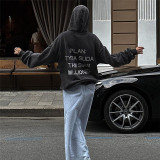 Hooded Letter Hot Diamond Street Trendy Loose Mid length Sweater