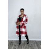Pocket plaid long shirt jacket