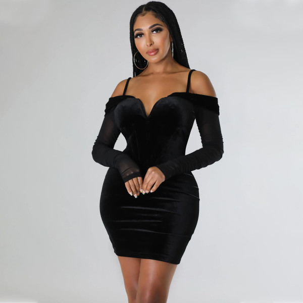 Sexy tight mesh long sleeved dress
