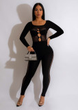 Hollow out floral sexy jumpsuit