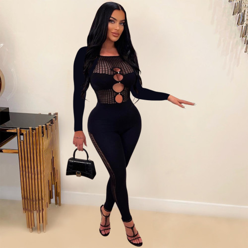 Hollow out floral sexy jumpsuit