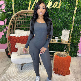 Fashion Thread Knitted High Waist Sports Fitness Jumpsuit