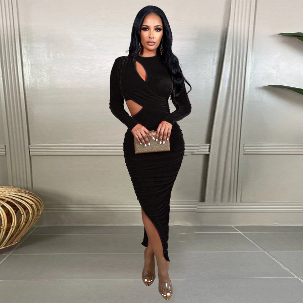 Sexy Slim Fit Side Open Waist Wrap Hip Dress