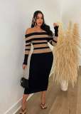 Open back, high waisted, mid length, high-end, slim fitting, and buttocks wrapped skirt
