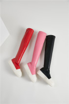 Thick sole elastic boots for women's oversized candy colored knee boots