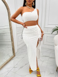 Solid color diagonal collar upper skirt split suit