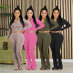 Sexy two-piece European and American navel revealing slim fitting pants set