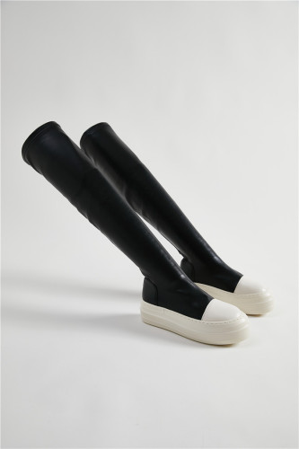 Thick sole elastic boots for women's oversized candy colored knee boots