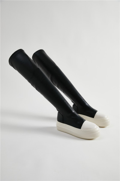 Thick sole elastic boots for women's oversized candy colored knee boots