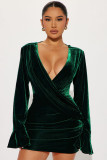 Velvet V-neck backless sexy buttocks wrapped evening dress