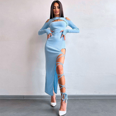 Sexy leggings slit dress