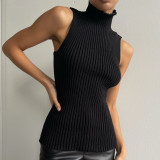 Women's high neckline sleeveless sweater with a bottom layer, slim fitting women's top