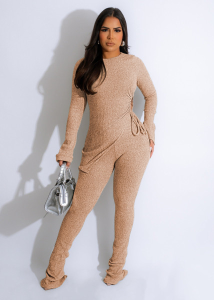 Irregular knitted thread hollowed out casual suit