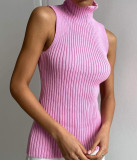 Women's high neckline sleeveless sweater with a bottom layer, slim fitting women's top