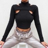 Naked Button T-shirt Slim Fit Fake Two Piece Short Tight Top