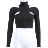 Naked Button T-shirt Slim Fit Fake Two Piece Short Tight Top