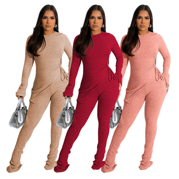 Irregular knitted thread hollowed out casual suit