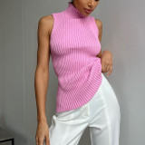 Women's high neckline sleeveless sweater with a bottom layer, slim fitting women's top