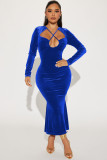 Fashionable Hanging Neck Wrapped Hip Fishtail Long Dress