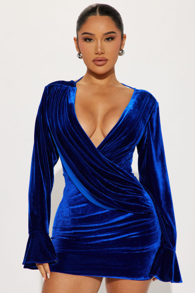 Velvet V-neck backless sexy buttocks wrapped evening dress