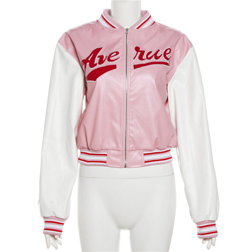 Contrast Panel Slim Fit Jacket Baseball Coat